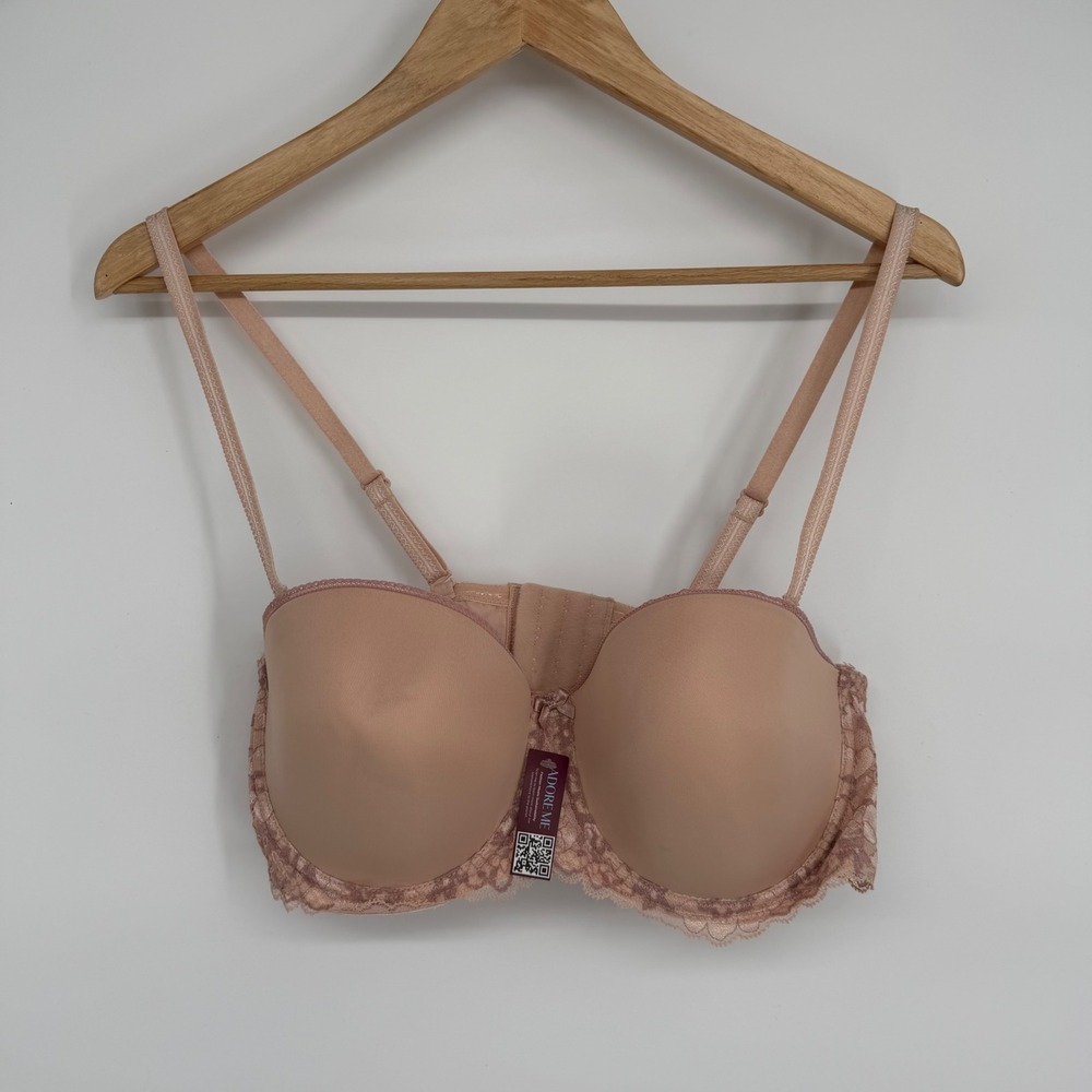 Adore Me Tan Nude Lace Strapless Convertible Underwire Bra 38D New